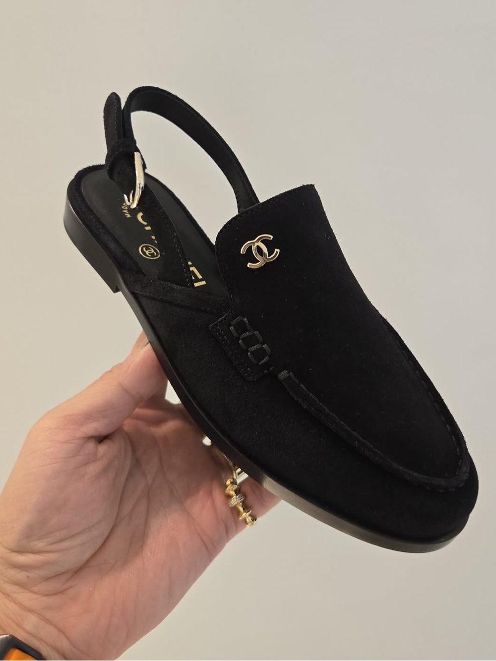 Chanel Black Suede Slingback Loafers 2026 BNWT 38 Hirshleifers